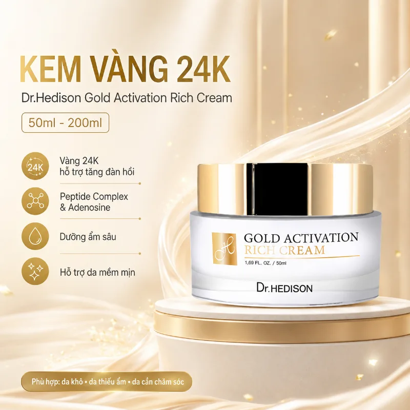 Kem vàng 24K Dr.Hedison Gold Activation Rich Cream (50ml-200ml)
