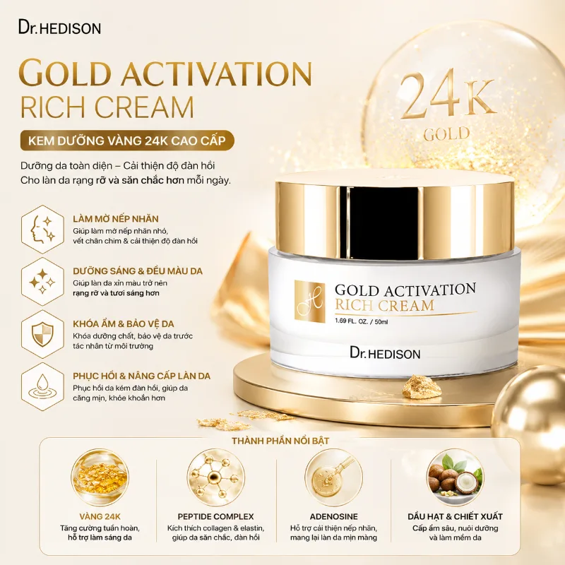 Kem vàng 24K Dr.Hedison Gold Activation Rich Cream (50ml-200ml)