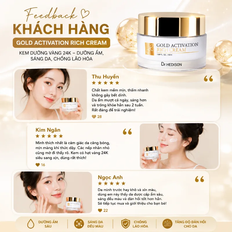 Kem vàng 24K Dr.Hedison Gold Activation Rich Cream (50ml-200ml)