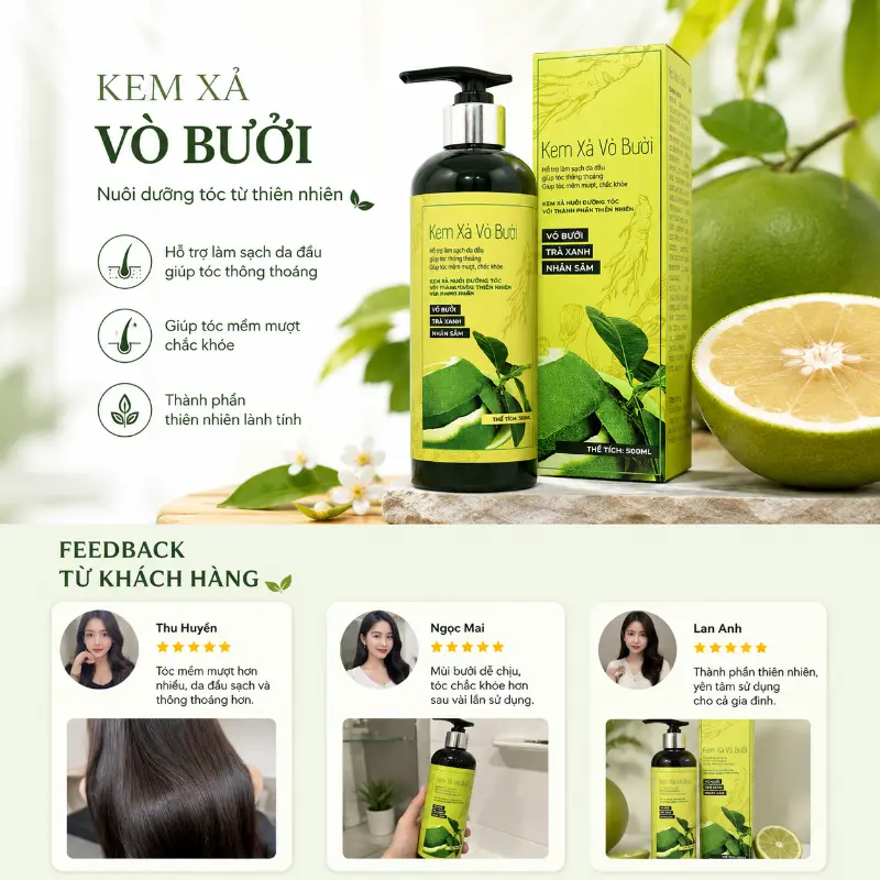 Kem xả vỏ bưởi Mediworld nuôi dưỡng phục hồi tóc 500ml