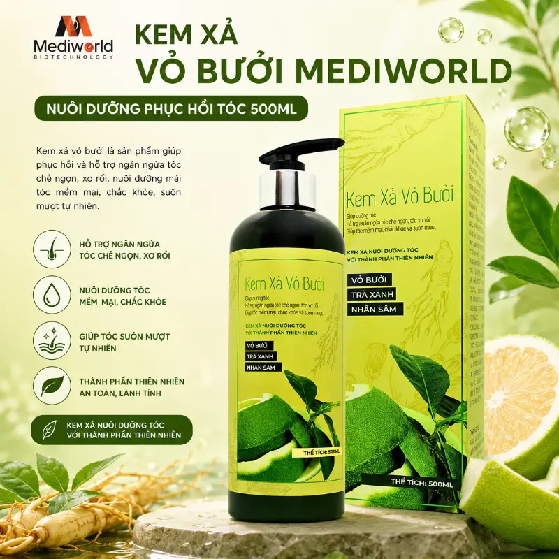 Kem xả vỏ bưởi Mediworld nuôi dưỡng phục hồi tóc 500ml