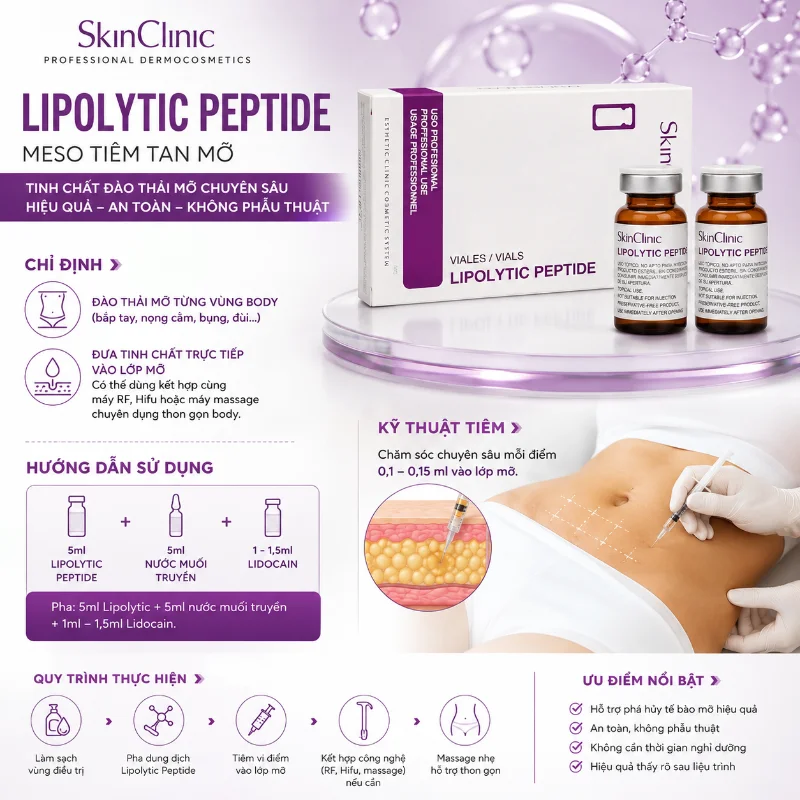 LIPOLYTIC PEPTIDE MESO SKINCLINIC - TINH CHẤT ĐÀO THẢI MỠ CHO VÙNG BODY 1 LỌ