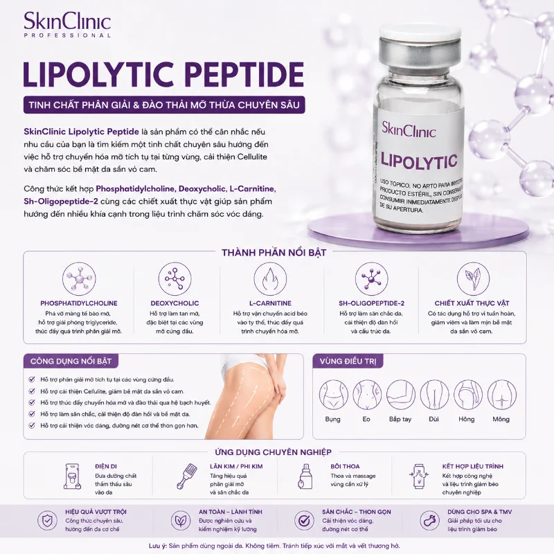LIPOLYTIC PEPTIDE MESO SKINCLINIC - TINH CHẤT ĐÀO THẢI MỠ CHO VÙNG BODY 1 LỌ