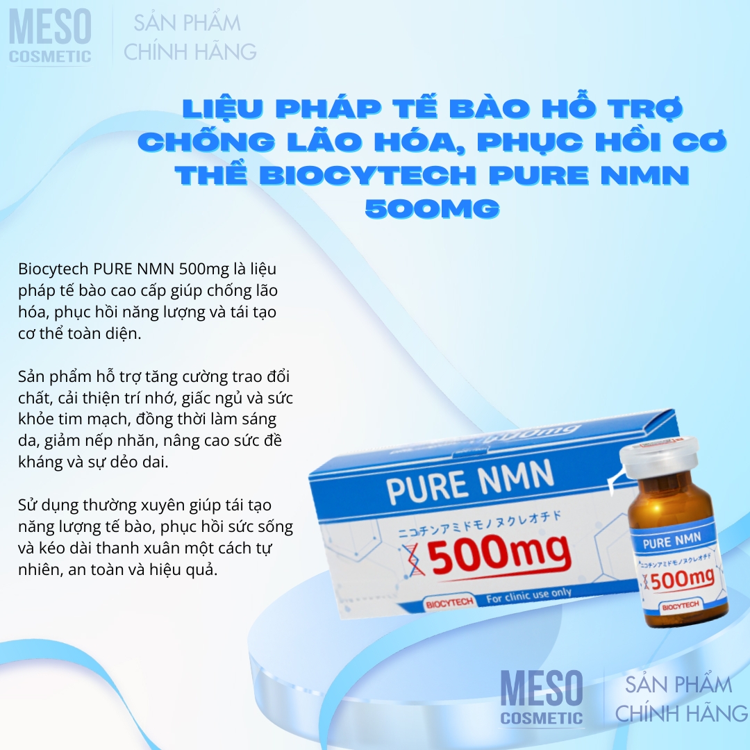 Liệu pháp tế bào hỗ trợ chống lão hóa, phục hồi cơ thể Biocytech PURE NMN 500mg