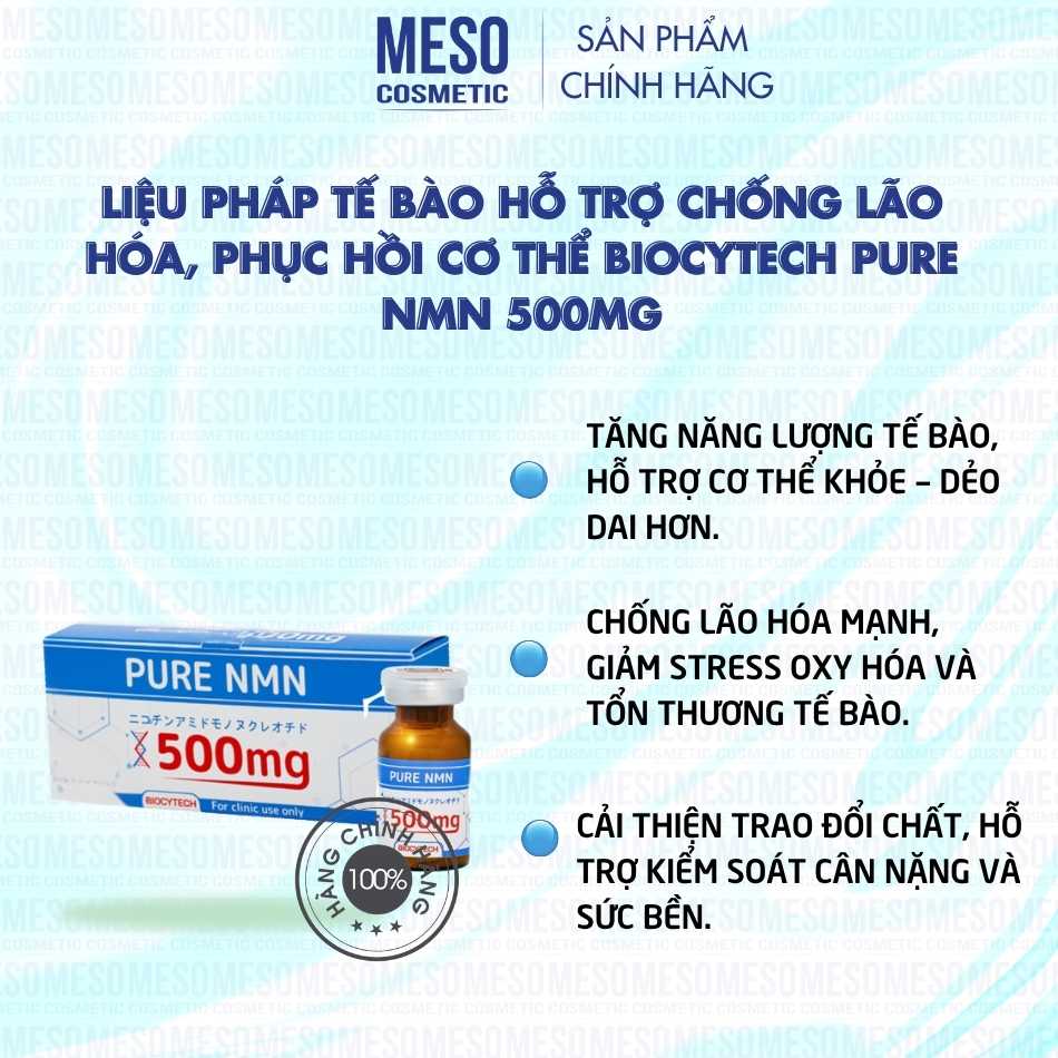 Liệu pháp tế bào hỗ trợ chống lão hóa, phục hồi cơ thể Biocytech PURE NMN 500mg