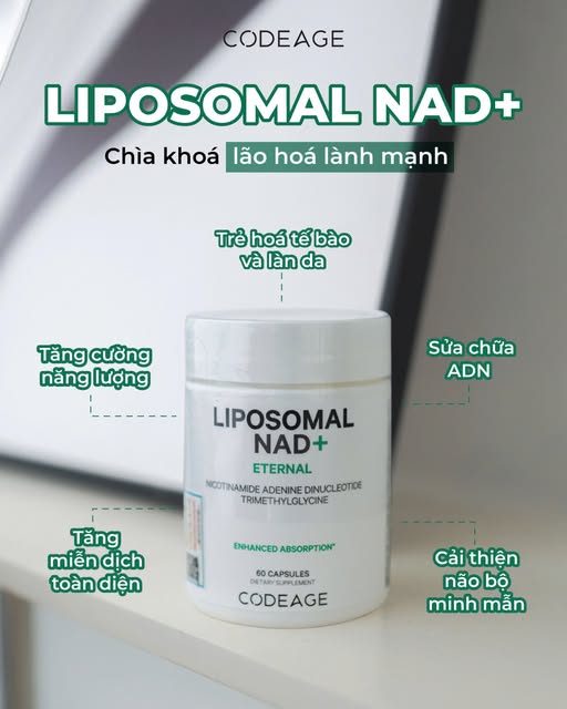 Liposomal NAD+ Codeage – Hỗ Trợ Chống Lão Hóa, Tăng Năng Lượng Tế Bào & Bảo Vệ Sức Khỏe Toàn Diện