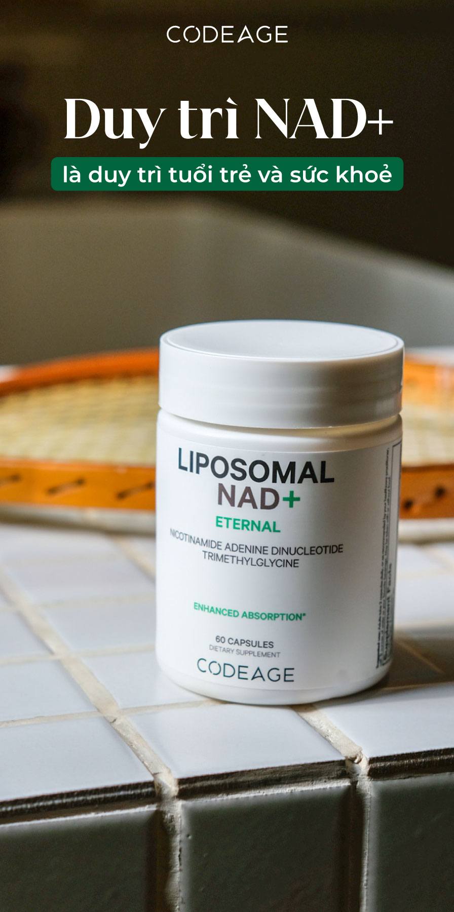 Liposomal NAD+ Codeage – Hỗ Trợ Chống Lão Hóa, Tăng Năng Lượng Tế Bào & Bảo Vệ Sức Khỏe Toàn Diện