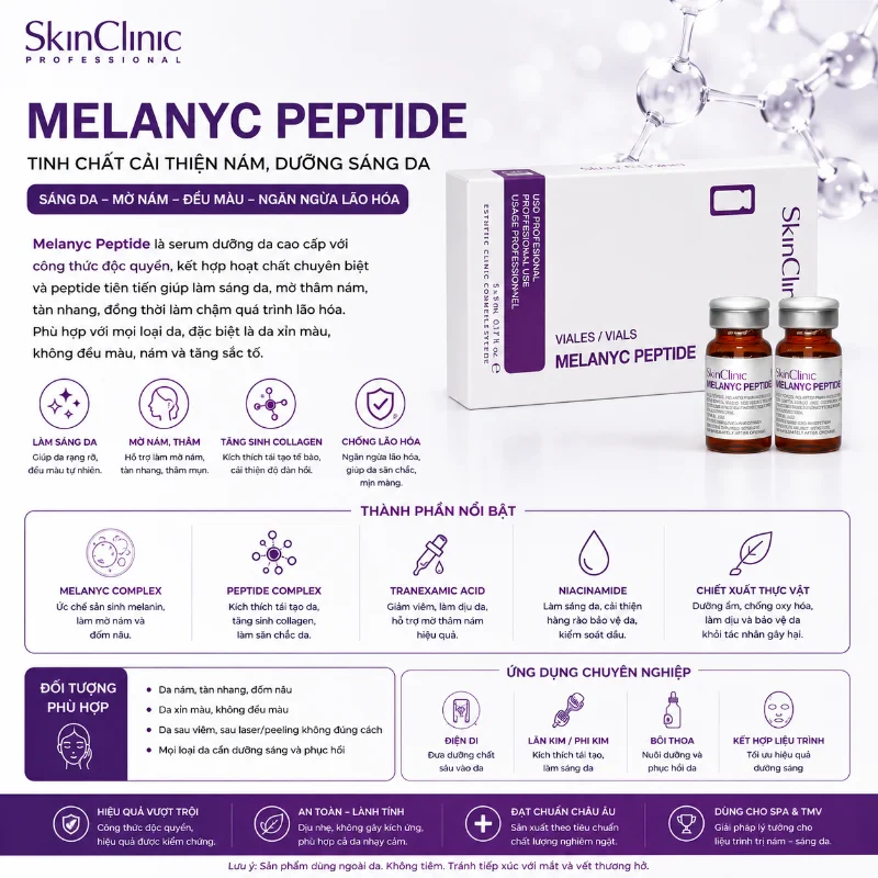 Tinh Chất Hỗ Trợ Mờ Nám, Dưỡng Sáng Da MELANYC Peptide Meso SkinClinic 1 Lọ Chính Hãng
