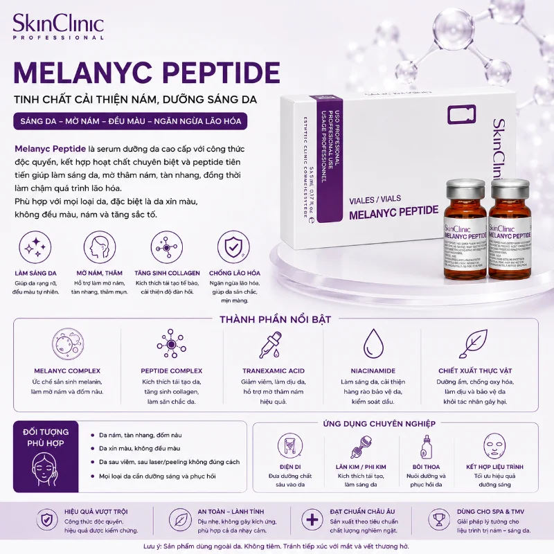 Tinh Chất Hỗ Trợ Mờ Nám, Dưỡng Sáng Da MELANYC Peptide Meso SkinClinic 1 Lọ Chính Hãng