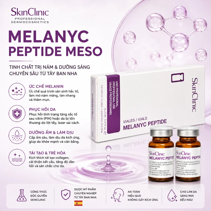 Tinh Chất Hỗ Trợ Mờ Nám, Dưỡng Sáng Da MELANYC Peptide Meso SkinClinic 1 Lọ Chính Hãng