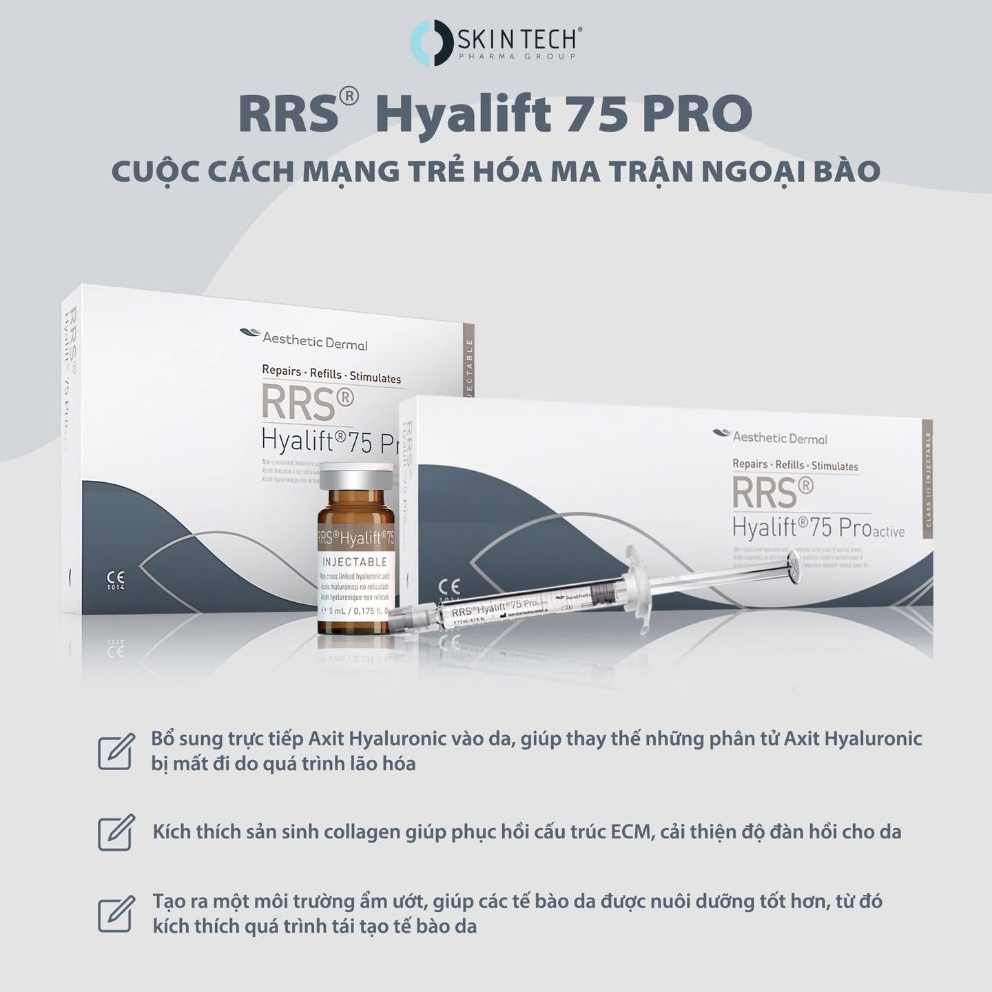 Tinh chất meso cấp ẩm, căng bóng da RRS Hyalift 75 Syringe 3ml