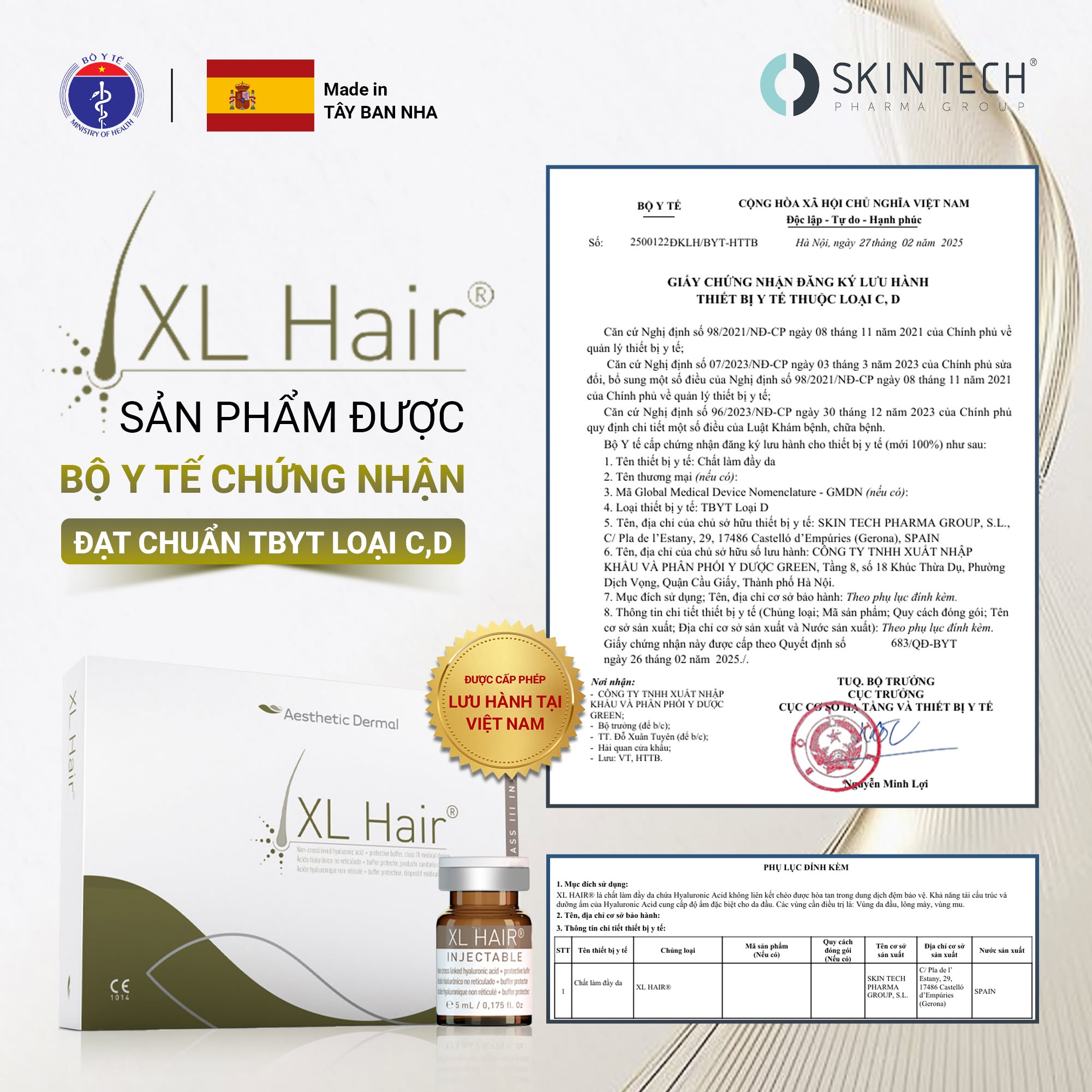 Tinh chất meso kích thích mọc tóc, dưỡng tóc dài khỏe RRS XL Hair SkinTech 5ml
