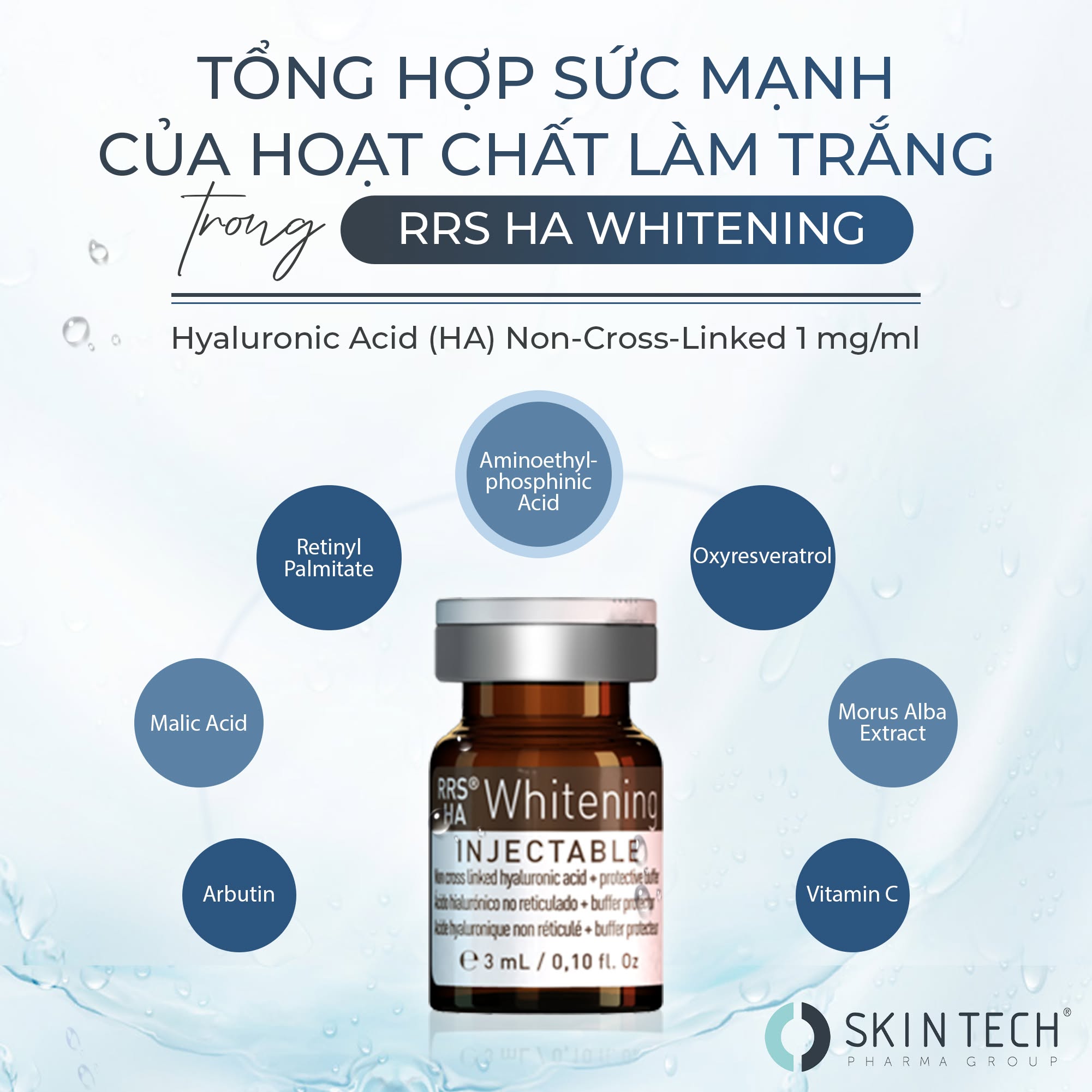 Tinh chất meso trắng sáng da, mờ thâm nám RRS® HA Whitening SkinTech 3ml