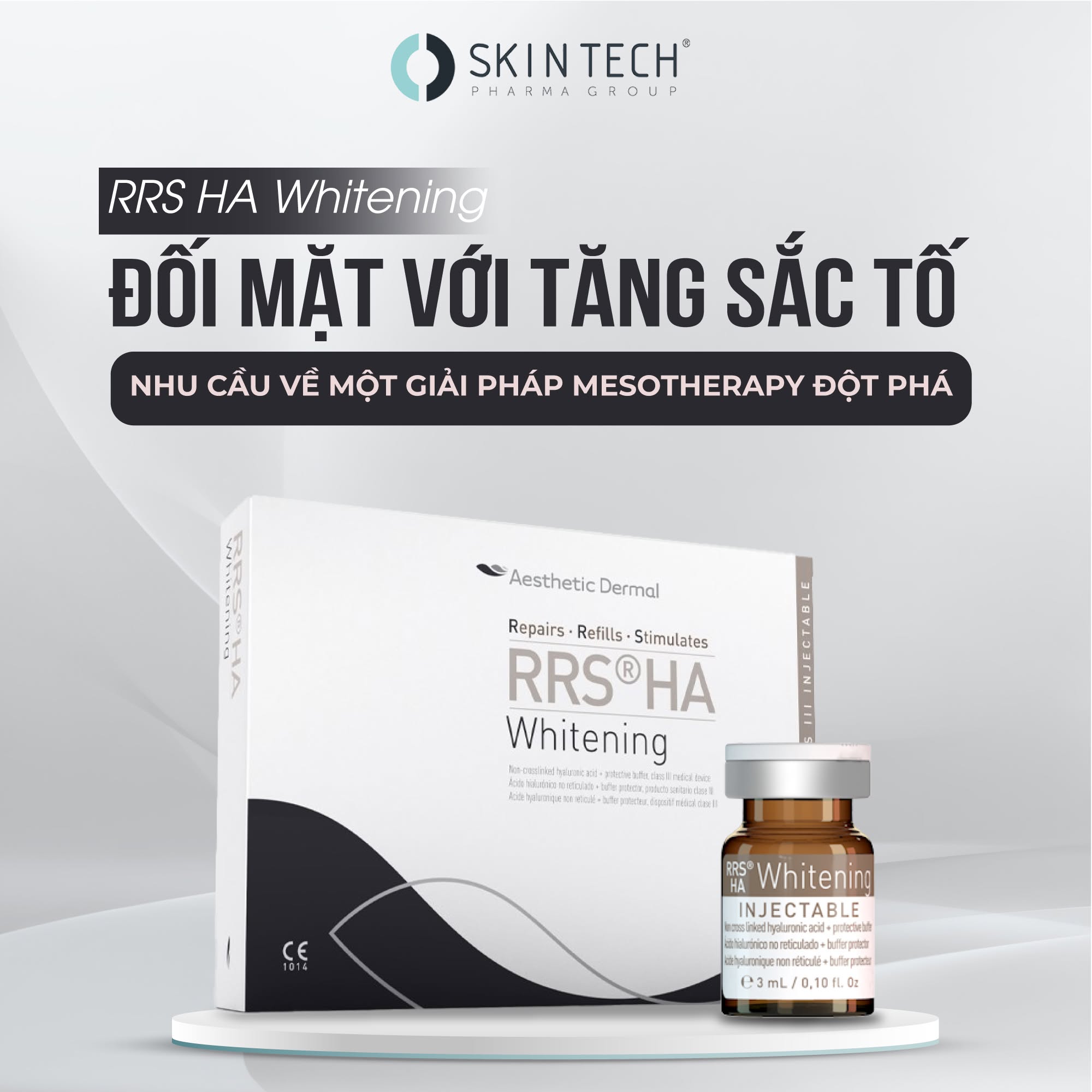 Tinh chất meso trắng sáng da, mờ thâm nám RRS® HA Whitening SkinTech 3ml