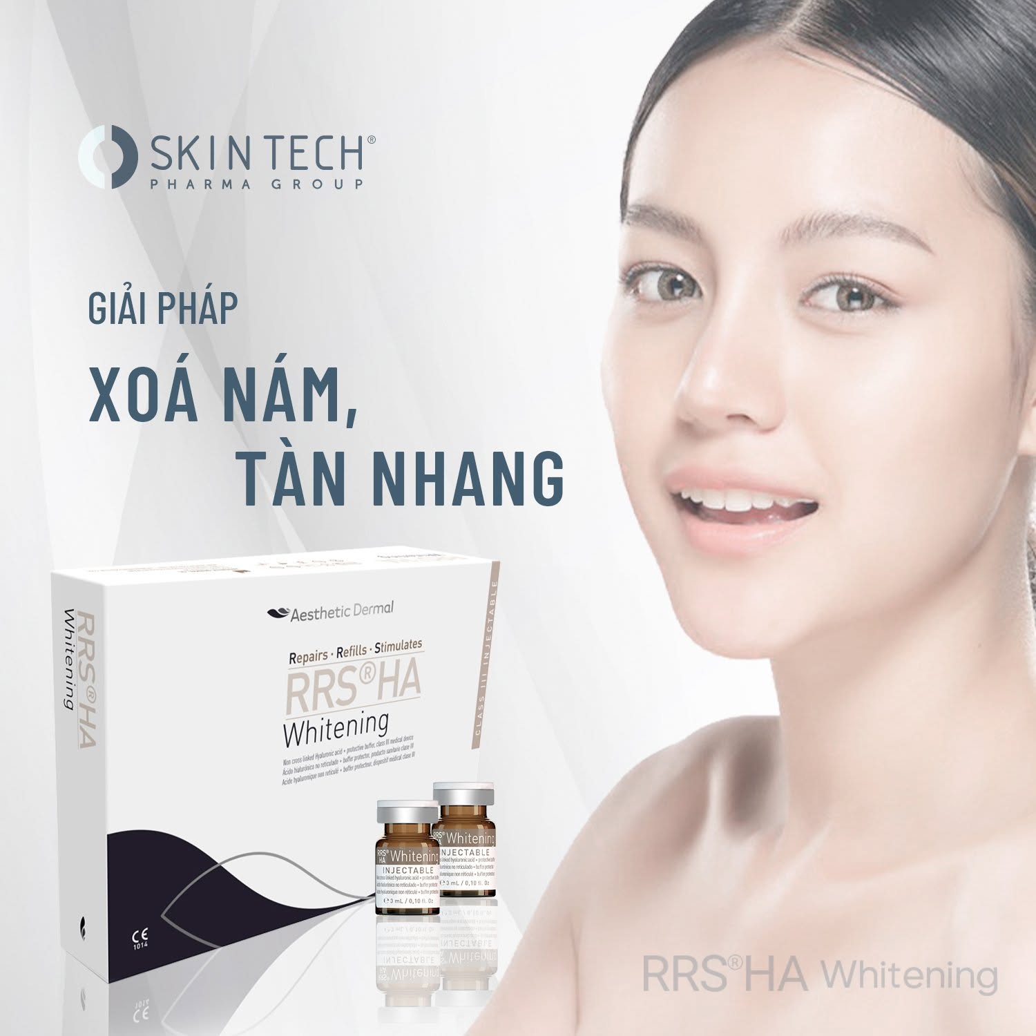 Tinh chất meso trắng sáng da, mờ thâm nám RRS® HA Whitening SkinTech 3ml