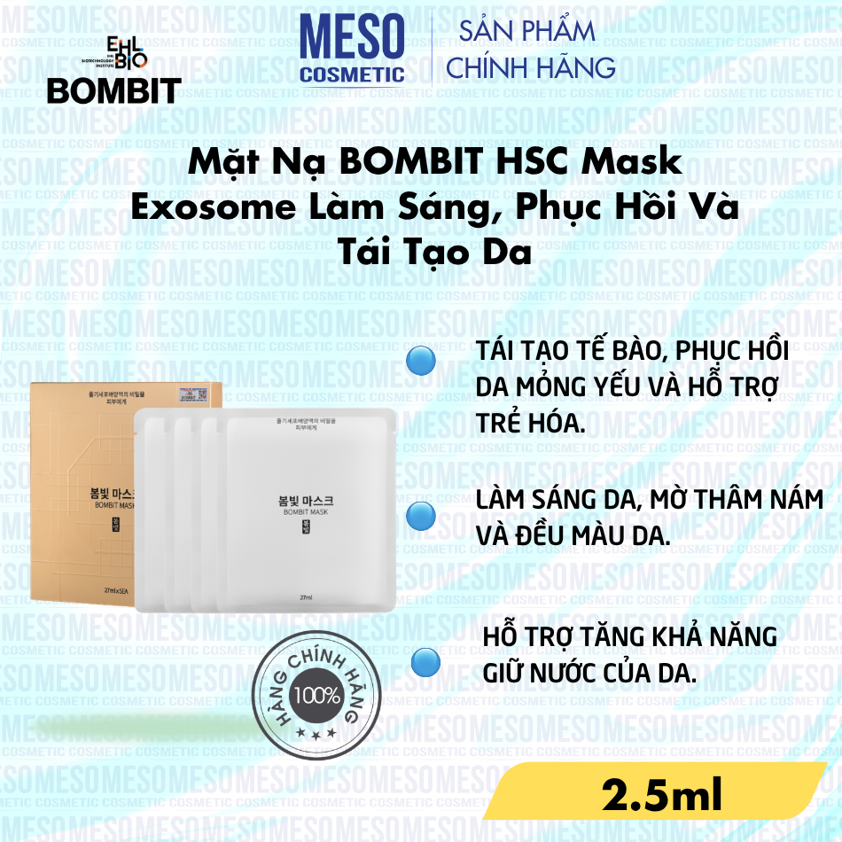 Mặt Nạ BOMBIT HSC Mask Exosome Làm Sáng, Phục Hồi Và Tái Tạo Da