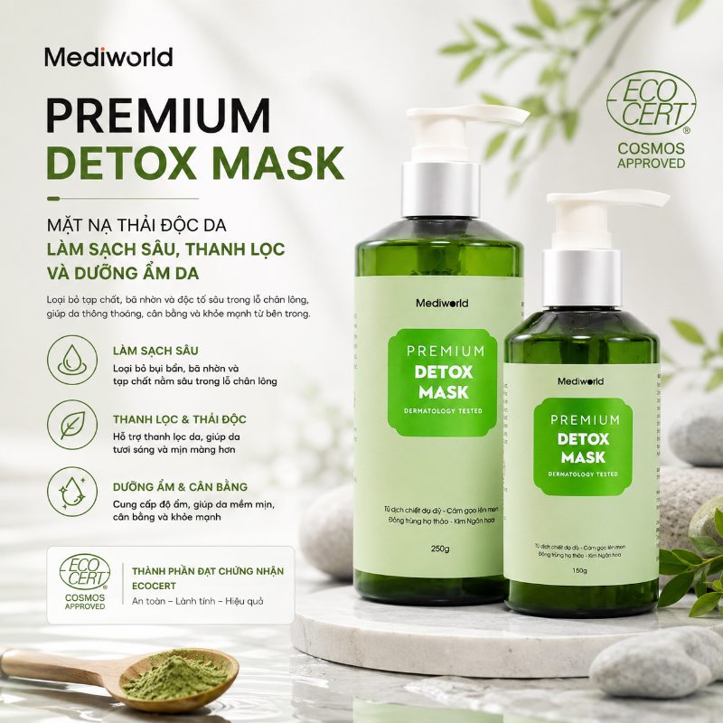 Mặt Nạ Làm Sạch Sâu, Thanh Lọc Da & Cấp Ẩm Premium Detox Mask Mediworld
