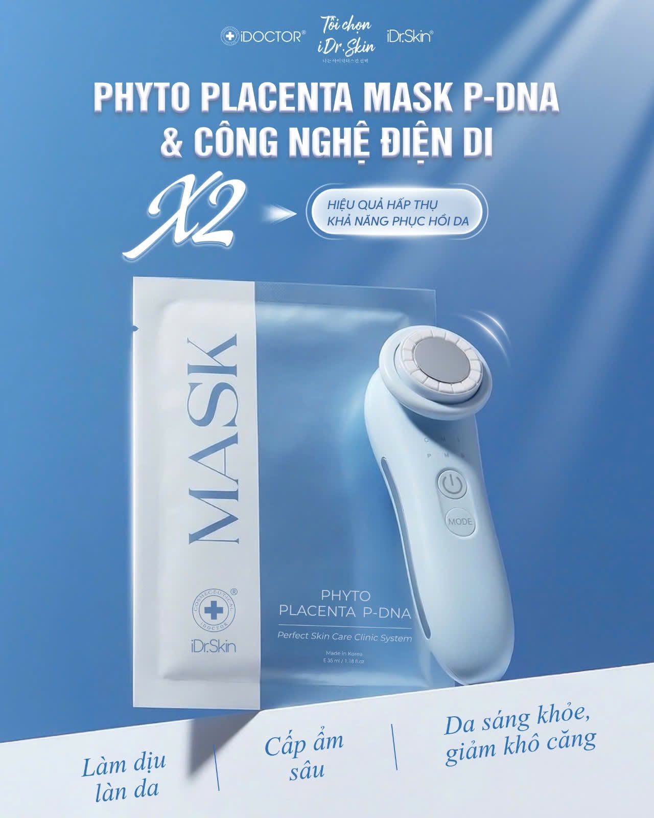 Mặt Nạ Phục Hồi iDr.Skin Phyto Placenta P-DNA Mask Hộp 6 Miếng