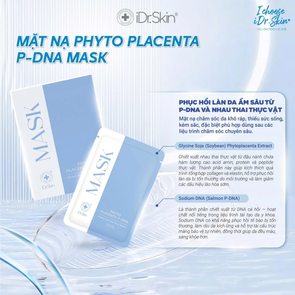 Mặt Nạ Phục Hồi iDr.Skin Phyto Placenta P-DNA Mask Hộp 6 Miếng