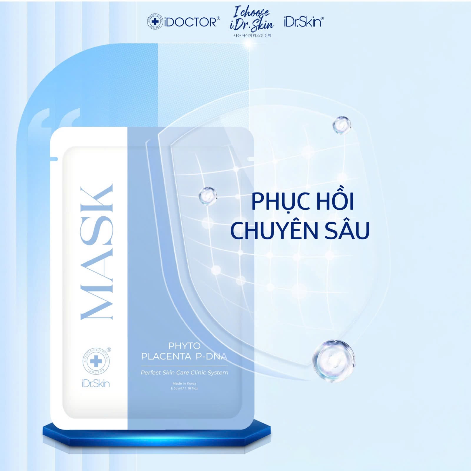 Mặt Nạ Phục Hồi iDr.Skin Phyto Placenta P-DNA Mask Hộp 6 Miếng
