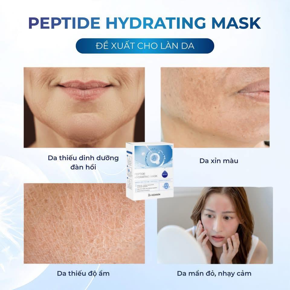 Mặt nạ Cấp ẩm, phục hồi da nhạy cảm Dr.Hedison Peptide Hydrating Mask 23g x 10 miếng