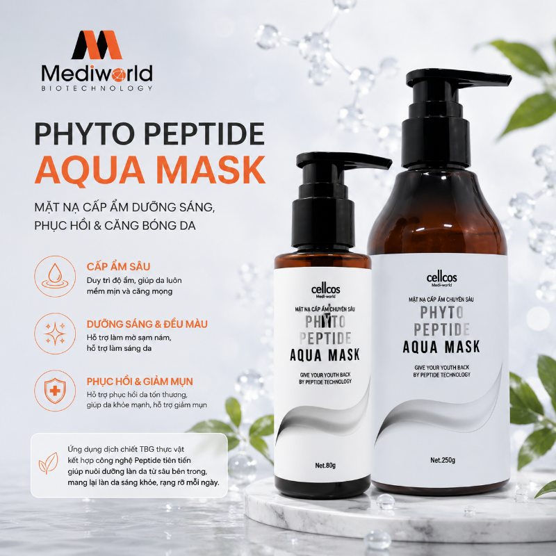 Mặt nạ cấp ẩm và hỗ trợ làm sáng da Mediworld Phyto Peptide Aqua Mask