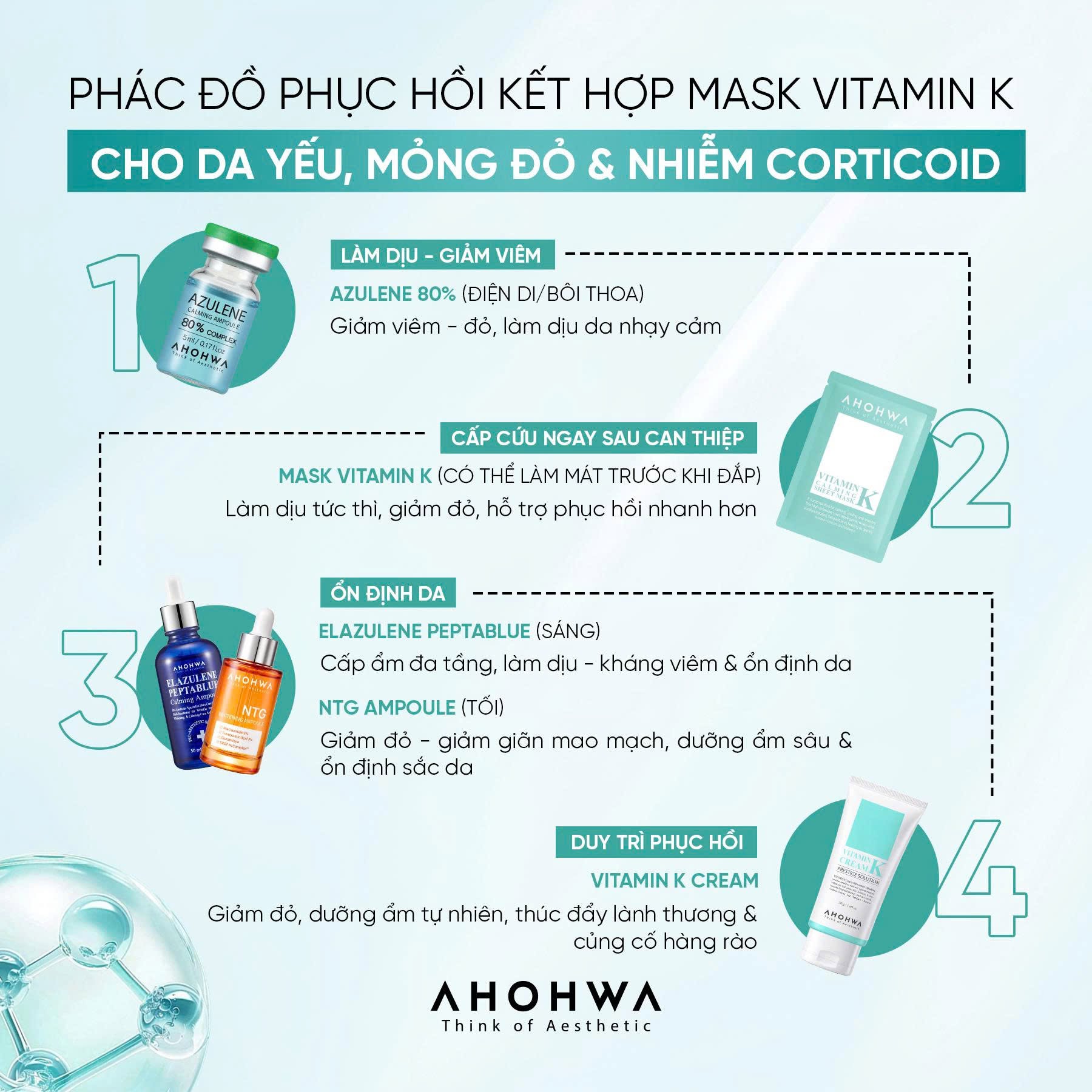 Mặt nạ giấy sinh học phục hồi vitamin K Ahohwa Vitamin K Calming Sheet Mask