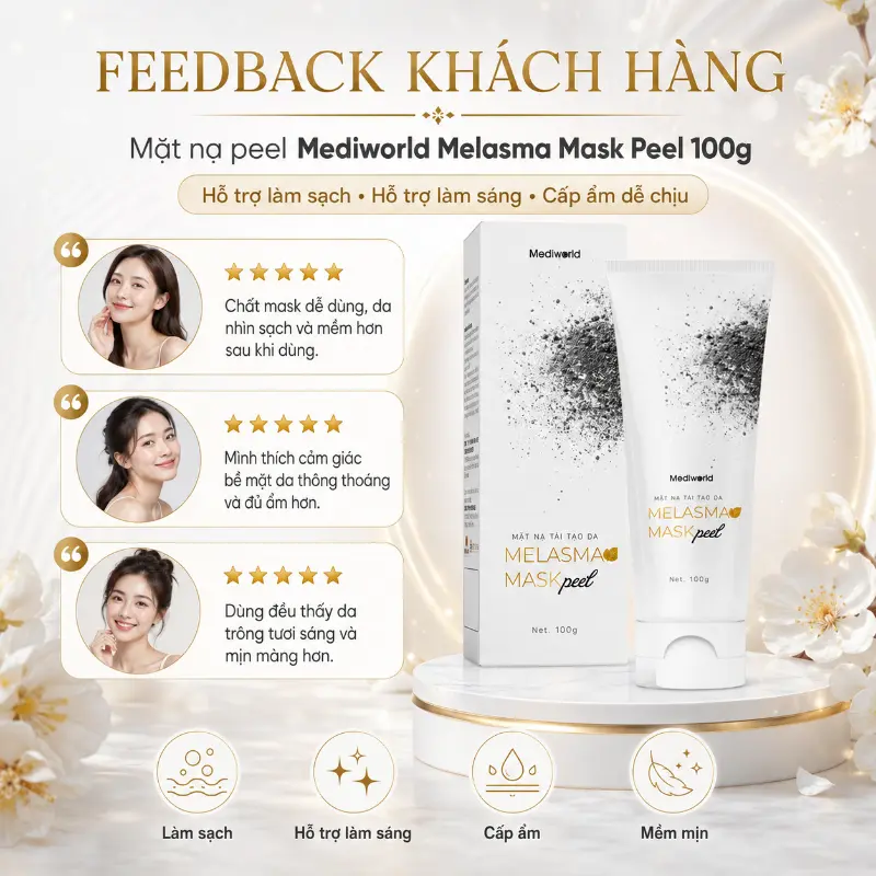 Mặt nạ peel giúp làm sạch, làm sáng và cấp ẩm cho da Mediworld Melasma Mask Peel 100g