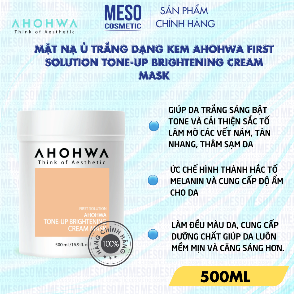 Mặt nạ ủ trắng dạng kem Ahohwa First Solution Tone-Up Brightening Cream Mask