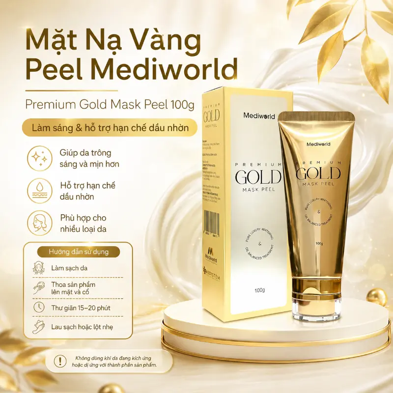 Mặt nạ vàng peel làm sáng và hạn chế dầu nhờn Mediworld Premium Gold Mask Peel