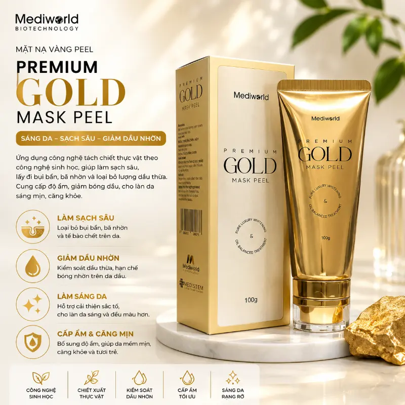 Mặt nạ vàng peel làm sáng và hạn chế dầu nhờn Mediworld Premium Gold Mask Peel