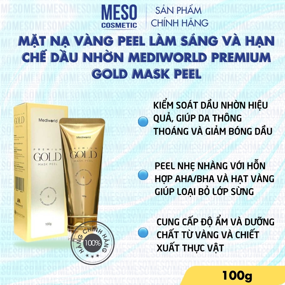 Mặt nạ vàng peel làm sáng và hạn chế dầu nhờn Mediworld Premium Gold Mask Peel