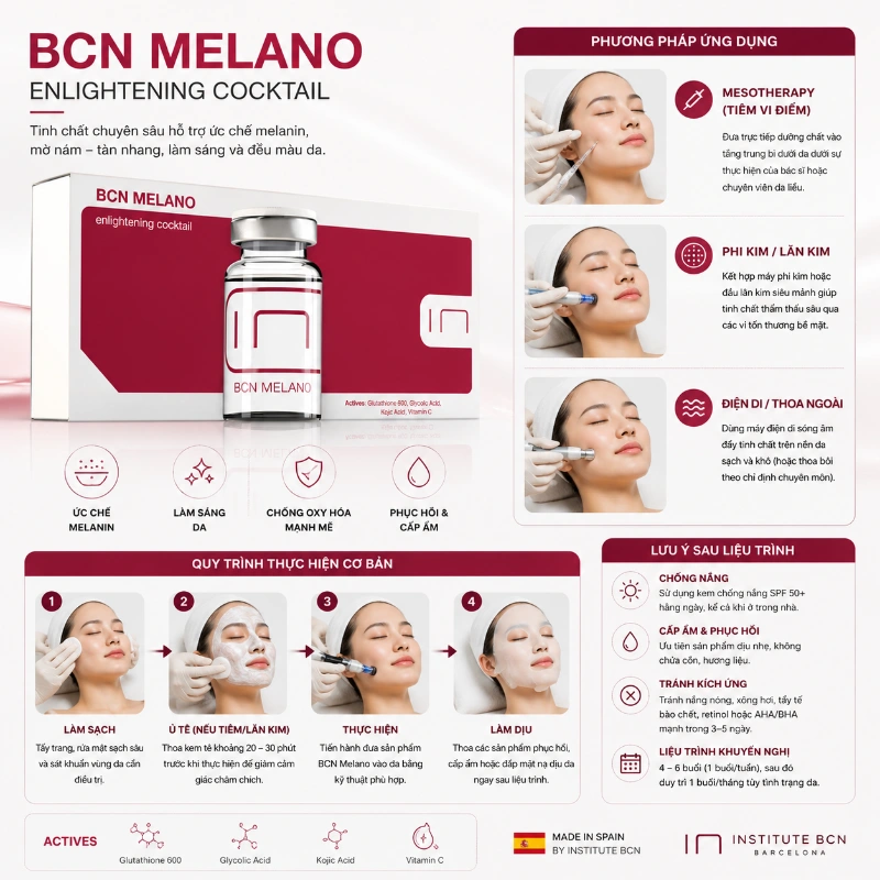 Tinh Chất Hỗ Trợ Mờ Nám, Cải Thiện Thâm Sạm & Làm Sáng Da Melano Enlightening Cocktail BCN Tây Ban Nha Chính Hãng