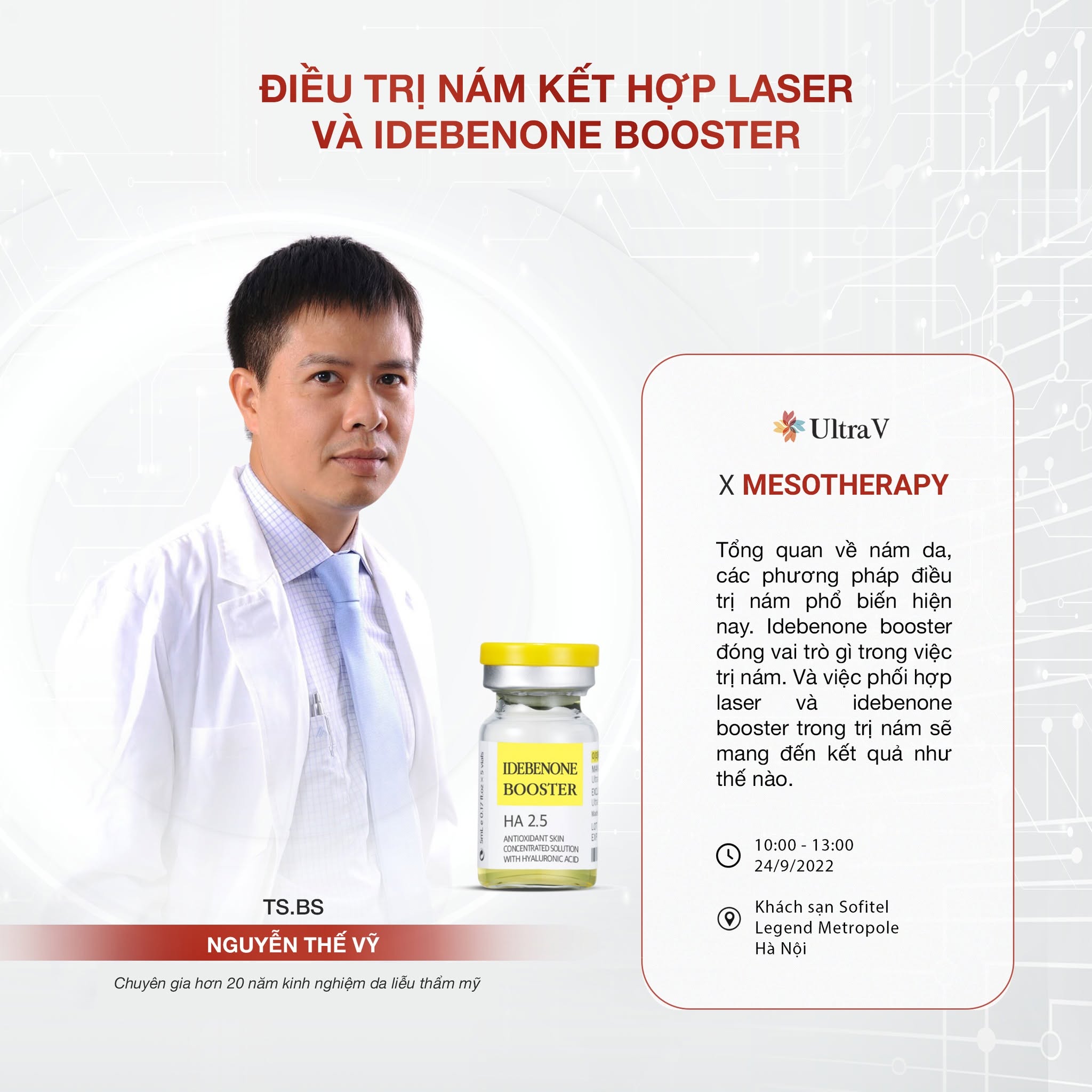 Meso IDEBENONE BOOSTER trắng sáng, dưỡng ẩm da, mờ nám