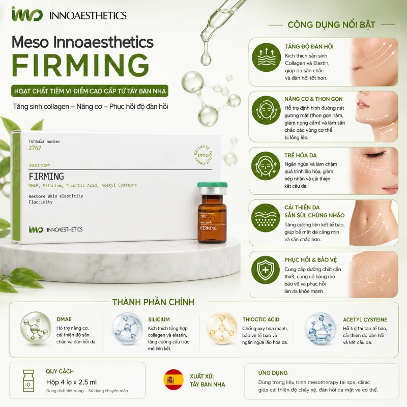 Meso Innoaesthetics FIRMING Hoạt Chất Săn Chắc, Hỗ Trợ Nâng Cơ Cho Mặt Và Body