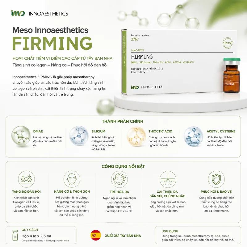 Meso Innoaesthetics FIRMING Hoạt Chất Săn Chắc, Hỗ Trợ Nâng Cơ Cho Mặt Và Body