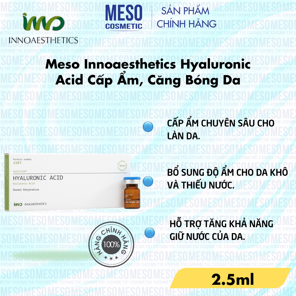 Meso Innoaesthetics Hyaluronic Acid Cấp Ẩm, Căng Bóng Da - 1 lọ