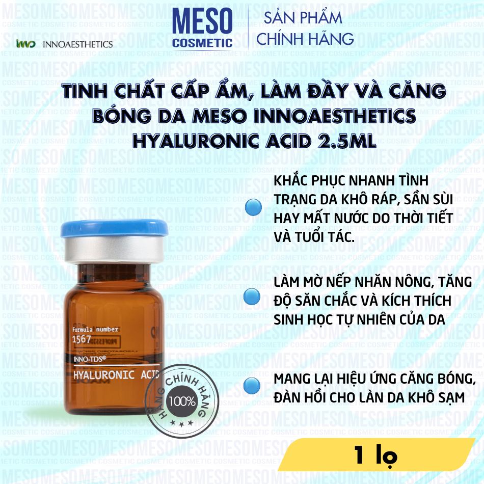 Meso Innoaesthetics Hyaluronic Acid Cấp Ẩm, Căng Bóng Da - 1 lọ
