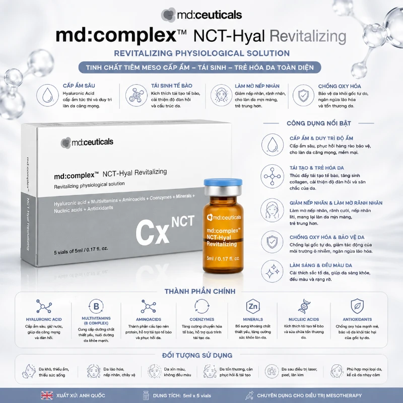 Tinh chất căng bóng, phục hồi và trẻ hóa da Md:ceuticals Md Complex NCT-Hyal Revitalizing 5ml