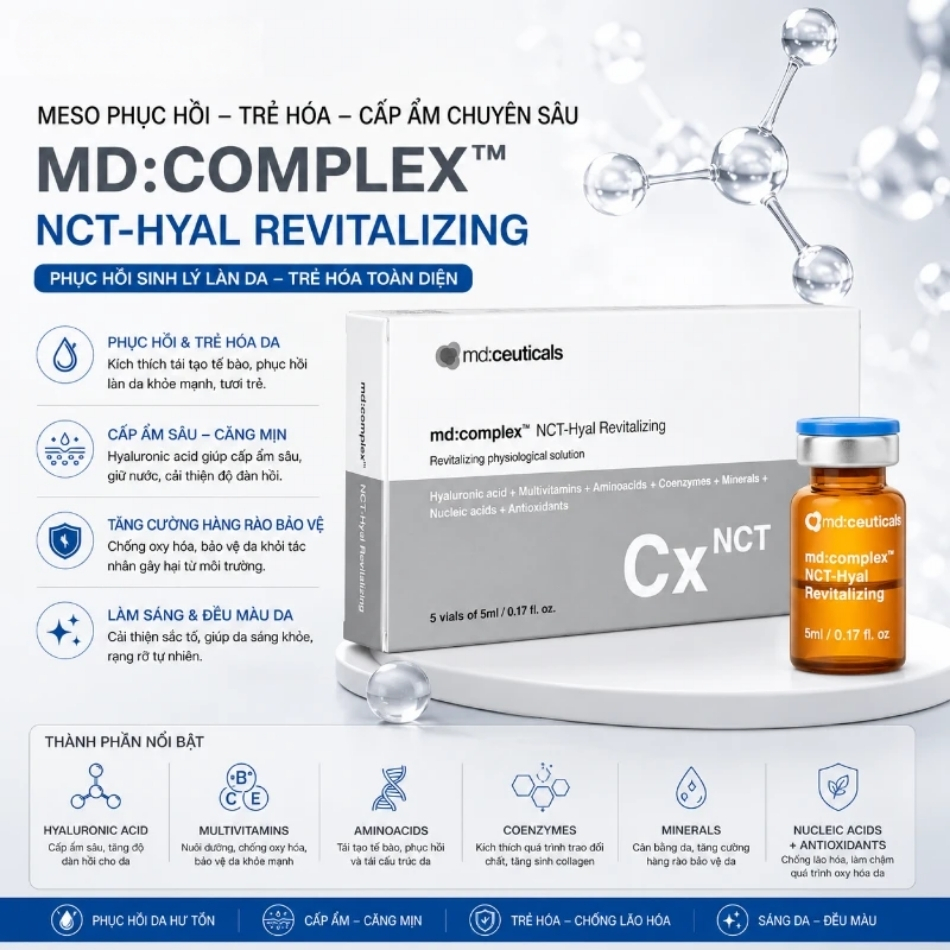 Meso chống oxy hóa căng bóng da Md:Ceuticals Md:Complex Nct-Hyal Revitalizing Cx