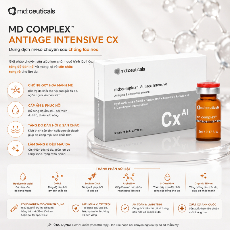 Meso chống oxy hóa săn chắc da chống lão hóa Md:Ceuticals Md:Complex Antiage Intensive Cx