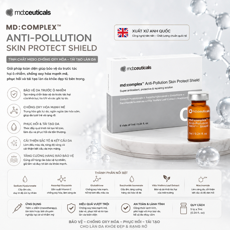 Meso chống oxy hóa tái tạo làn da Md:Ceuticals Md:Complex Anti-Pollution Skin Protect Shield