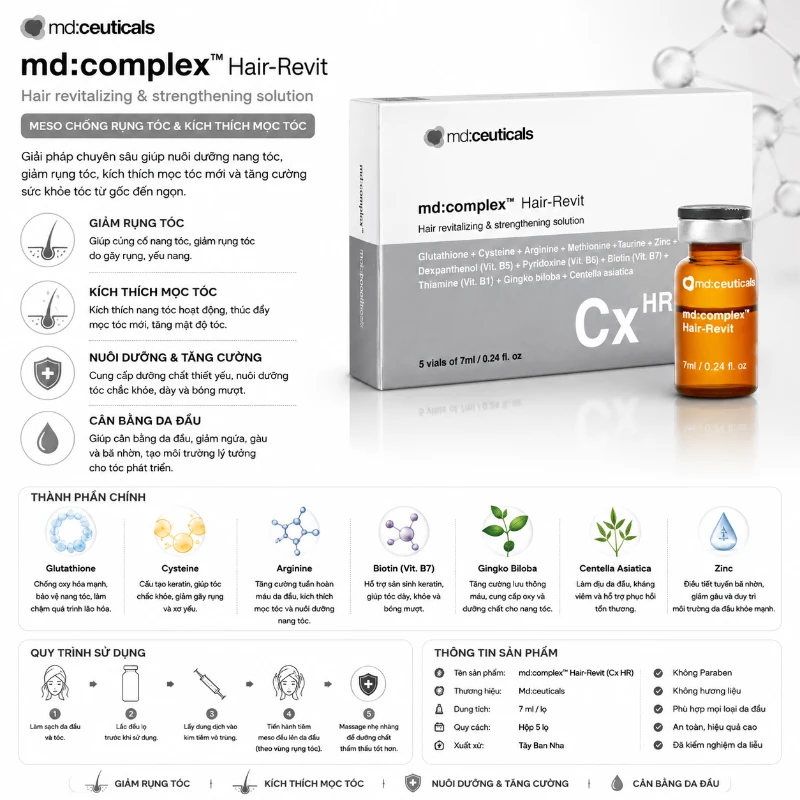 Tinh chất kích thích mọc tóc và ngăn rụng tóc Md:Ceuticals Md Complex Hair-Revit 7ml