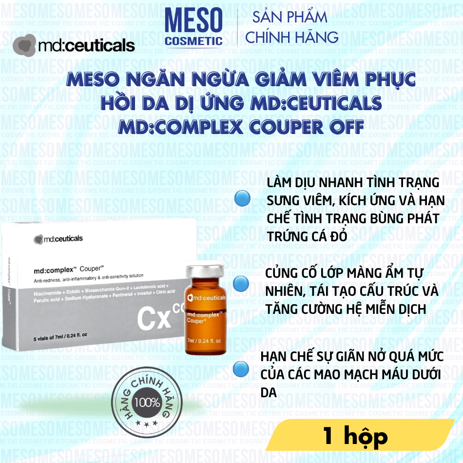 Meso ngăn ngừa giảm viêm phục hồi da dị ứng Md:Ceuticals Md:Complex Couper Off