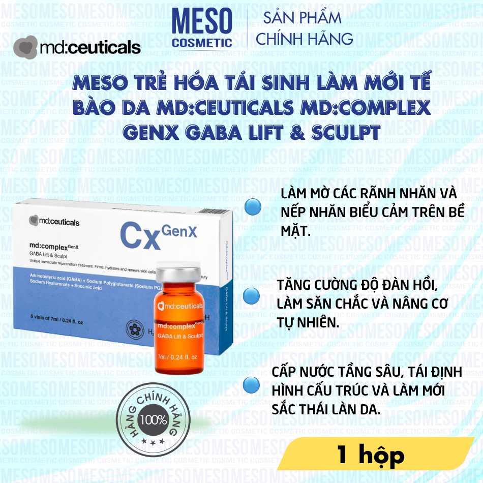 Meso trẻ hóa tái sinh làm mới tế bào da Md:Ceuticals Md:Complex Genx Gaba Lift & Sculpt