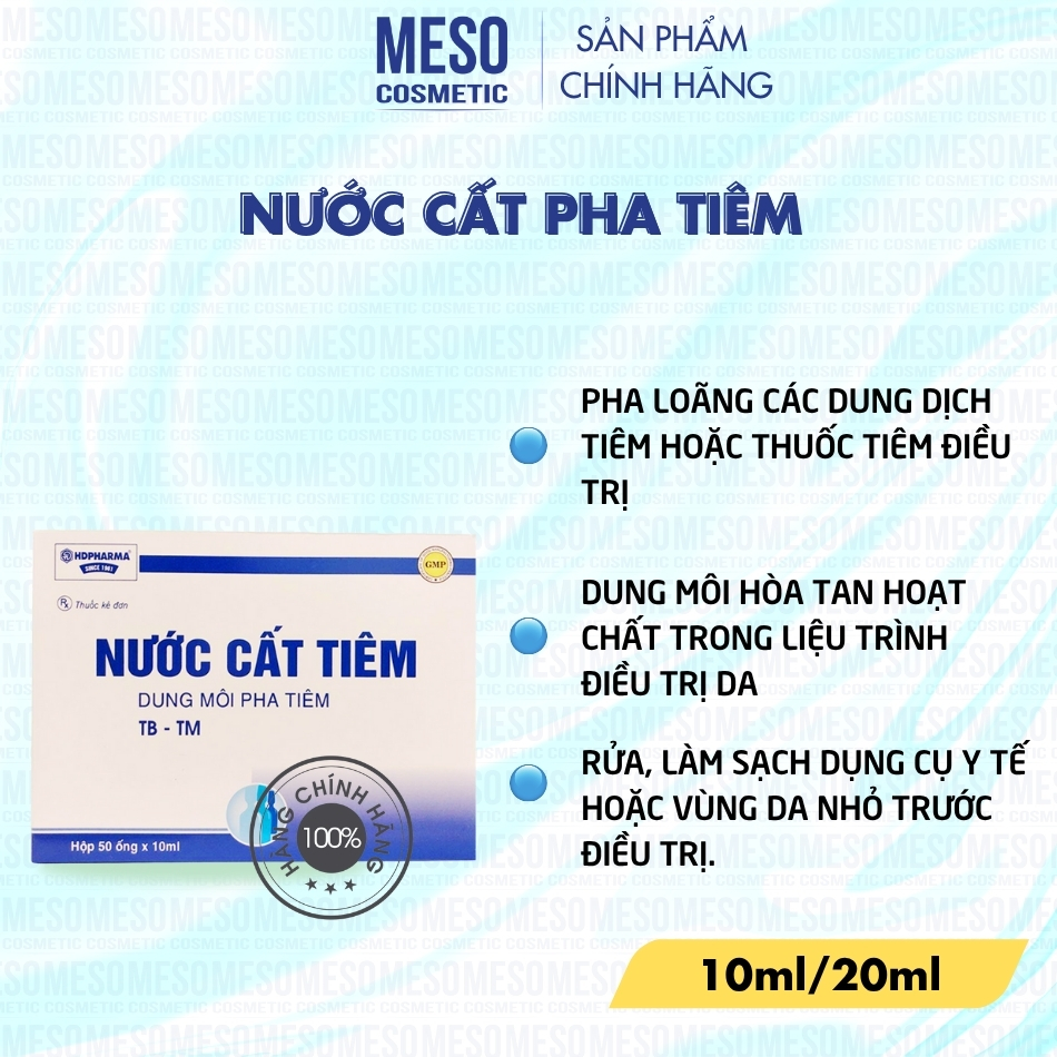 Nước Cất Pha Tiêm 20ml – Dung dịch vô khuẩn dùng trong y khoa và thẩm mỹ