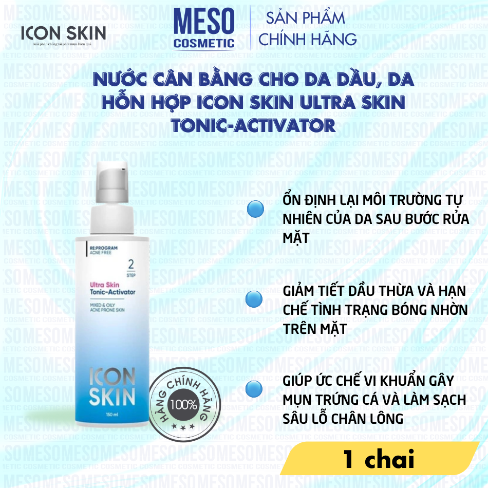 Nước cân bằng cho da dầu, da hỗn hợp Icon Skin Ultra Skin Tonic-Activator