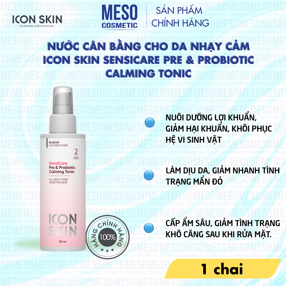 Nước cân bằng cho da nhạy cảm Icon Skin SensiCare Pre & Probiotic Calming Tonic