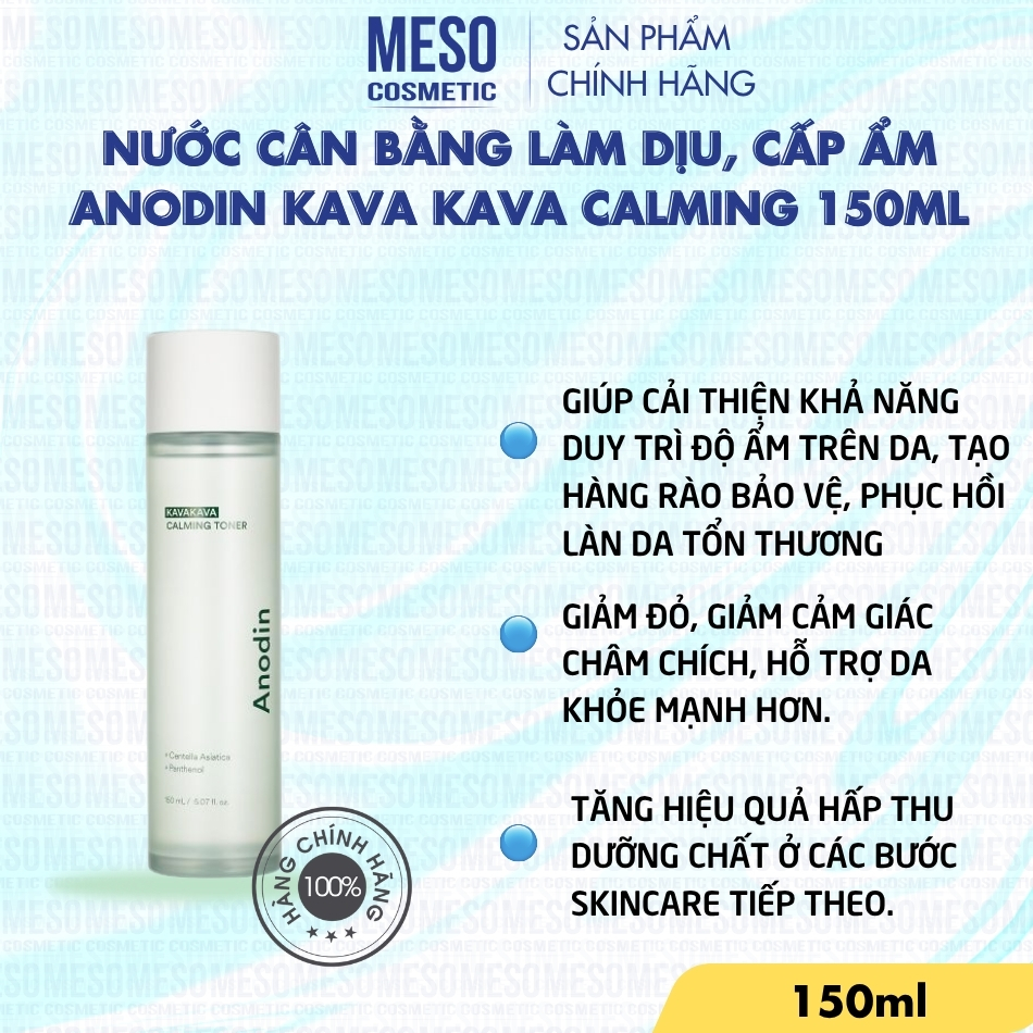 Nước cân bằng làm dịu, cấp ẩm Anodin KAVA KAVA Calming 150ml