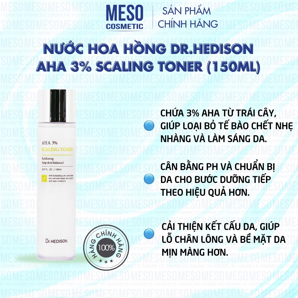 Nước hoa hồng Dr.Hedison AHA 3% Scaling Toner (150ml)